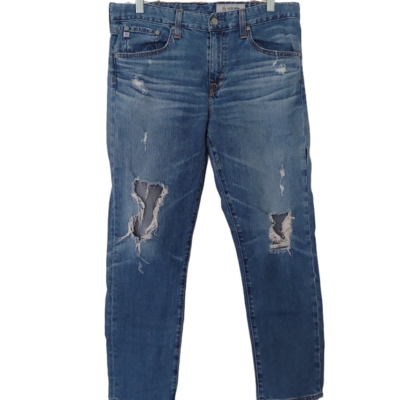 AG Adriano Goldschmied Distressed Ex-Boyfriend Slim Jeans - Picture 1 of 10